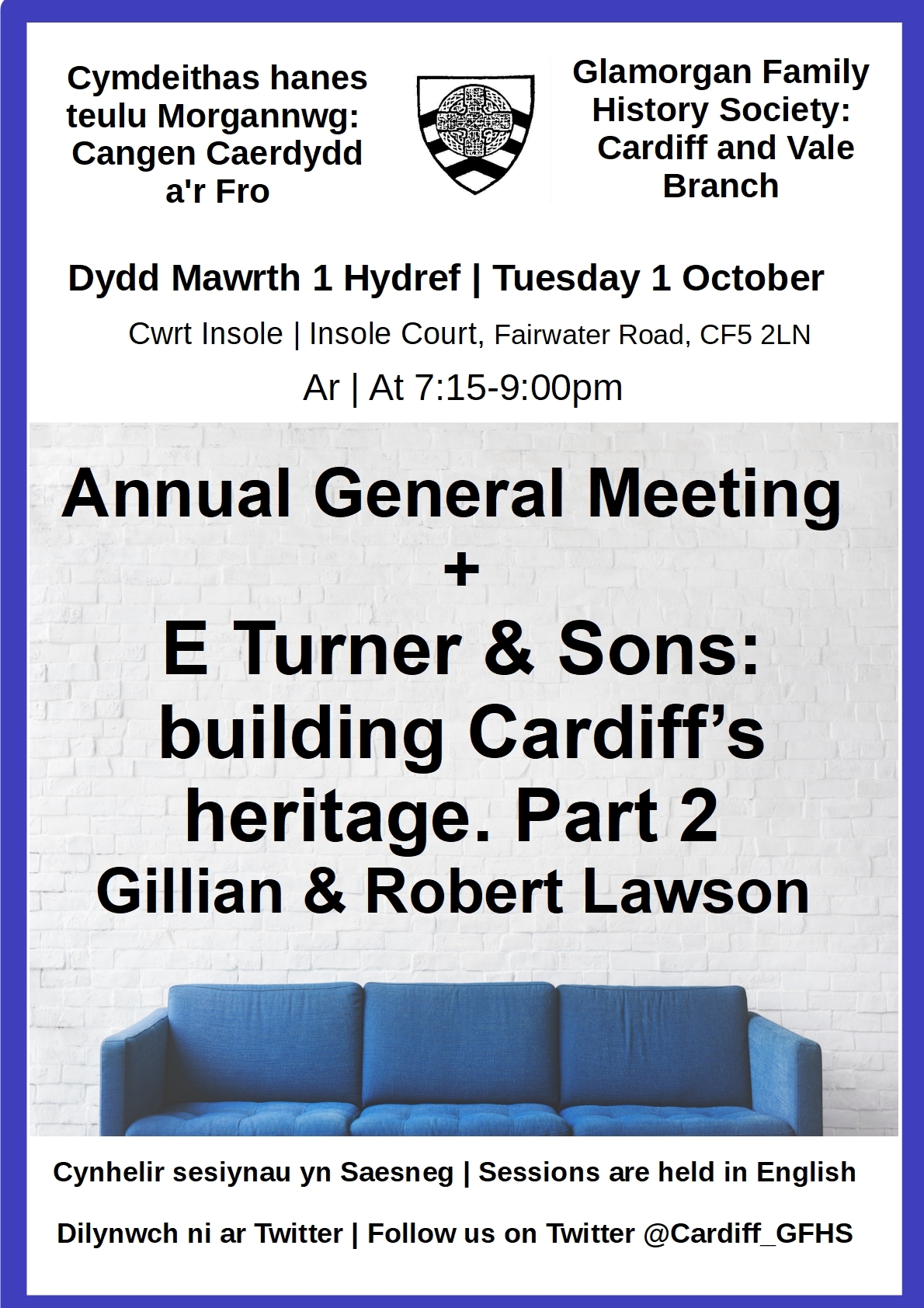 CardiffBranchOctober Bi lingial poster